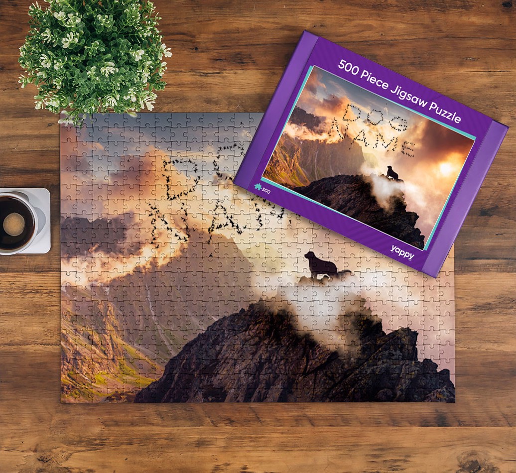 Mountain Range Silhouette: Personalised {breedFullName} Jigsaw