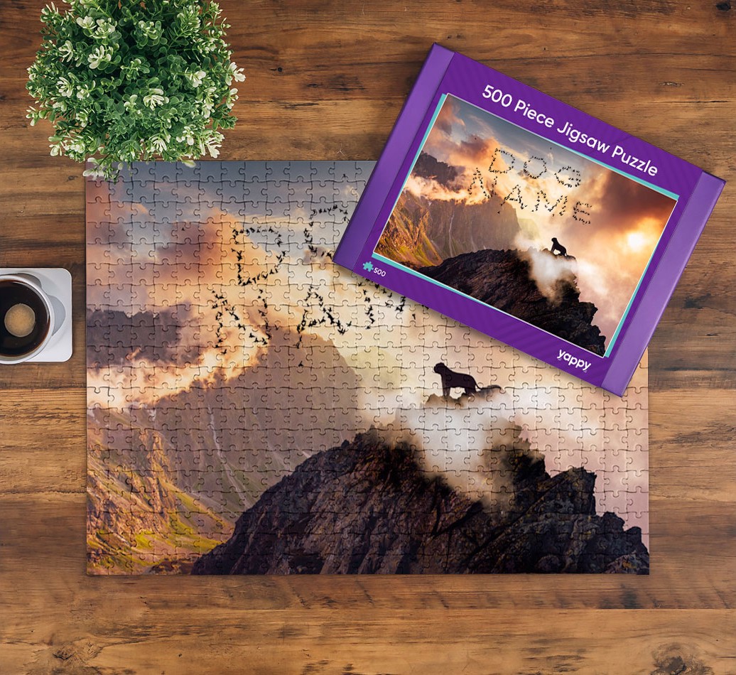 Mountain Range Silhouette: Personalised {breedFullName} Jigsaw