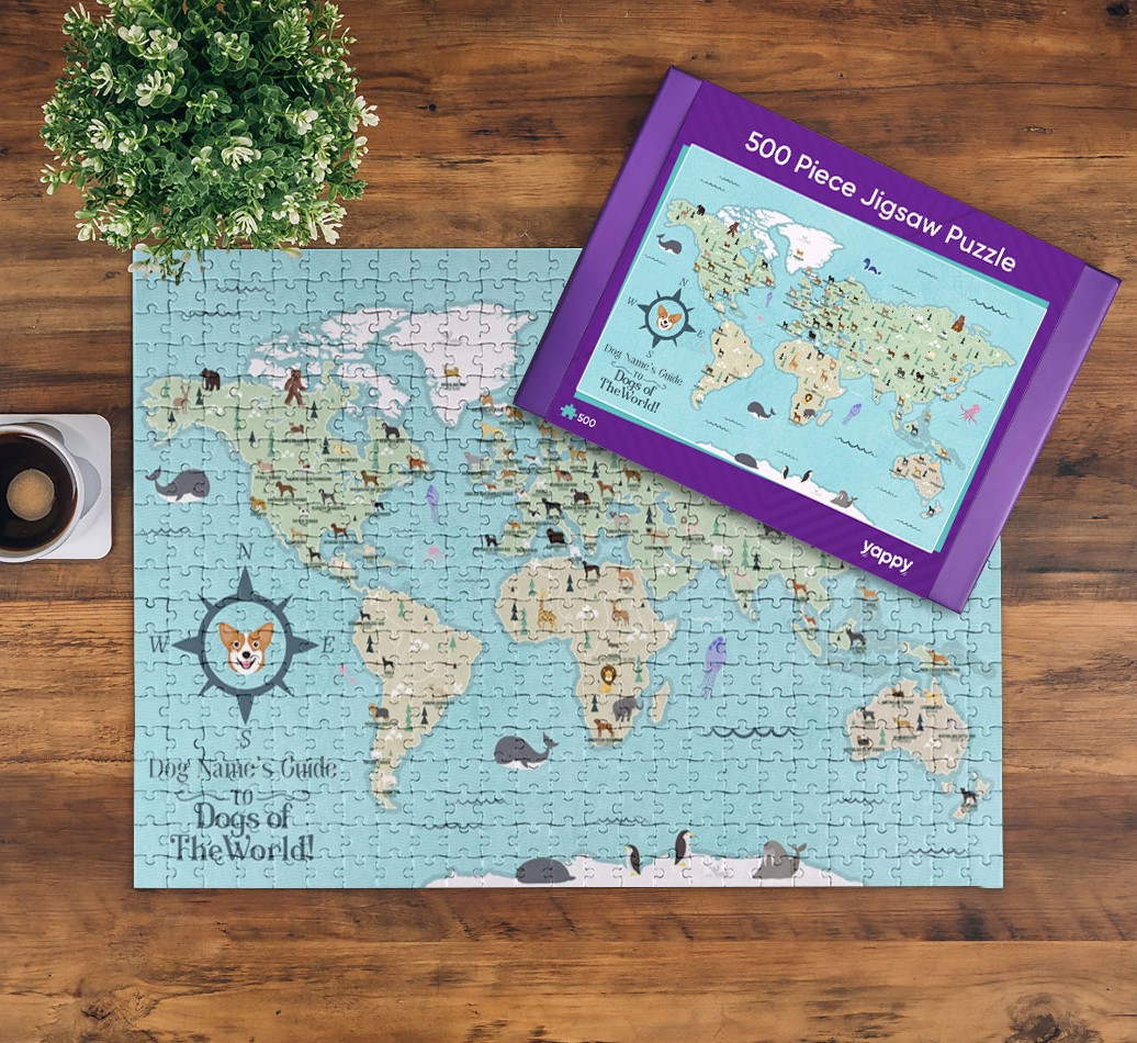 Dogs Of The World Map: Personalised {breedFullName} Jigsaw