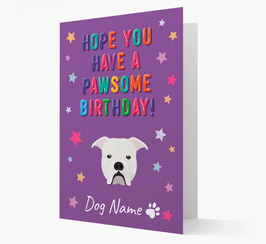 Personalized Hope You Have A Pawesome Birthday Card with {breedFullName} Icon front