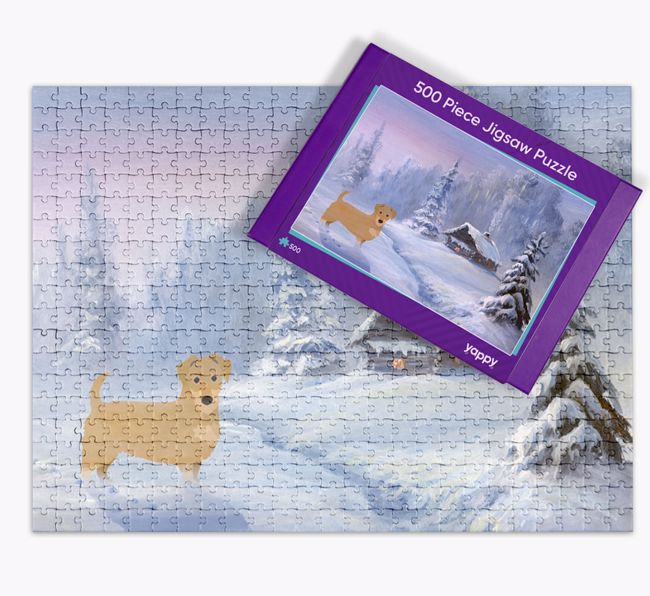 Winter Cabin: Personalised {breedFullName} Jigsaw