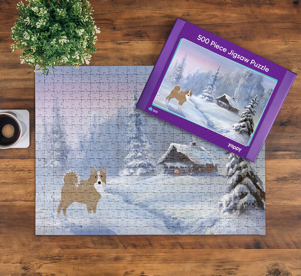 Winter Cabin: Personalised {breedFullName} Jigsaw