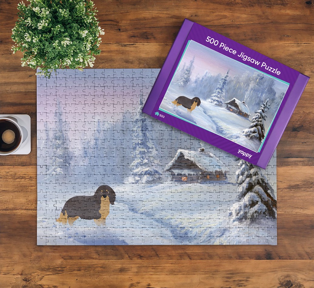 Winter Cabin: Personalised {breedFullName} Jigsaw