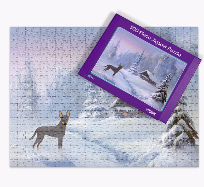 Winter Cabin: Personalised {breedFullName} Jigsaw