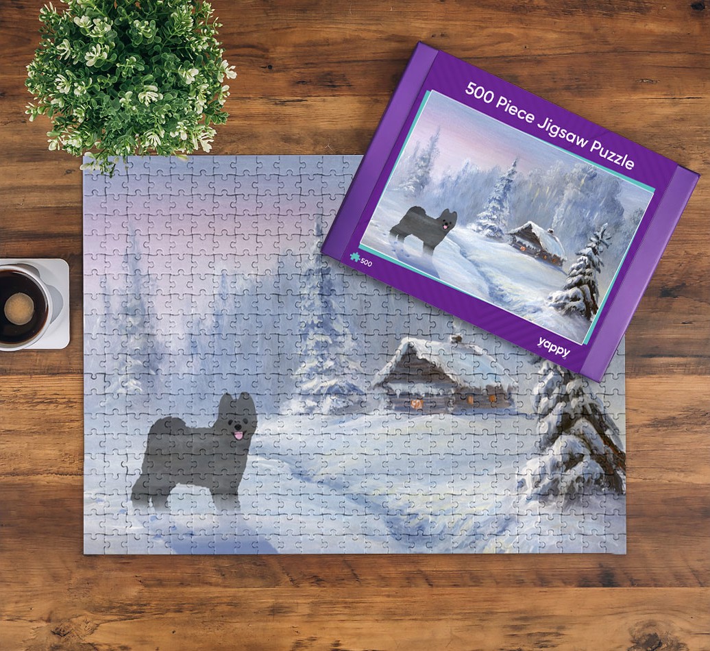 Winter Cabin: Personalised {breedFullName} Jigsaw