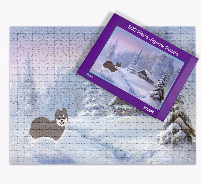 Winter Cabin: Personalised {breedFullName} Jigsaw