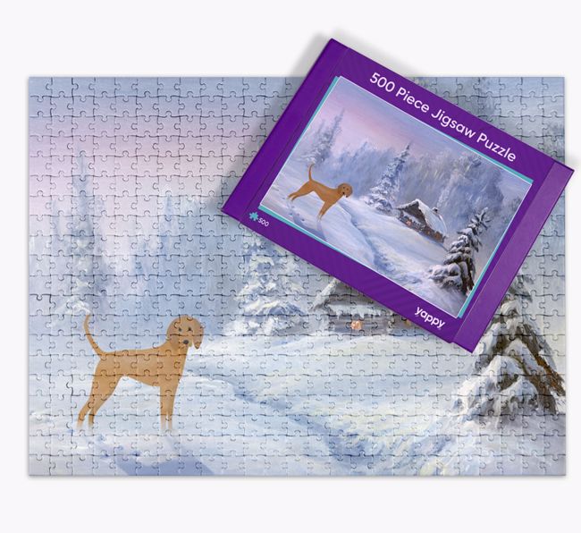 Winter Cabin: Personalised {breedFullName} Jigsaw