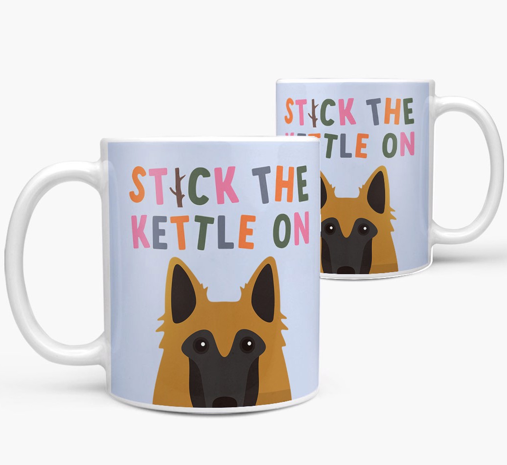 Stick The Kettle On: Personalised {breedFullName} Mug - both views