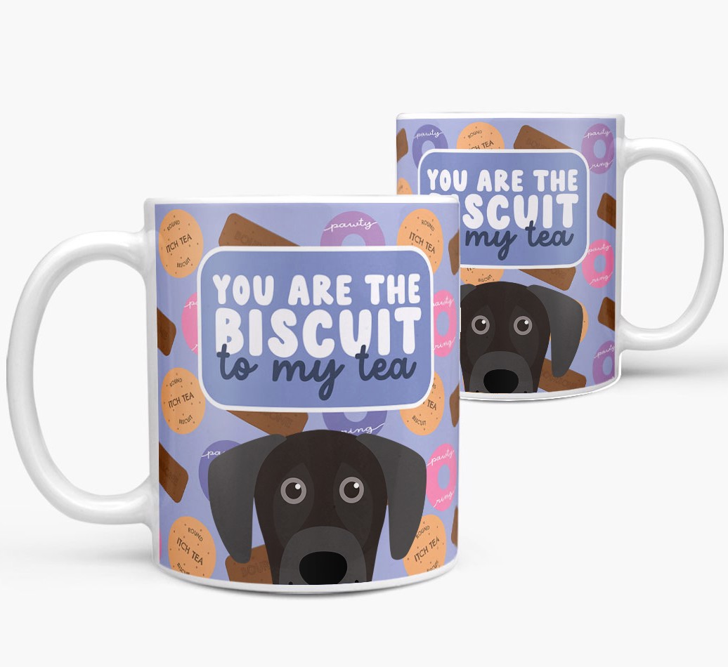 Biscuit to my Tea: Personalised {breedFullName} Mug - both views