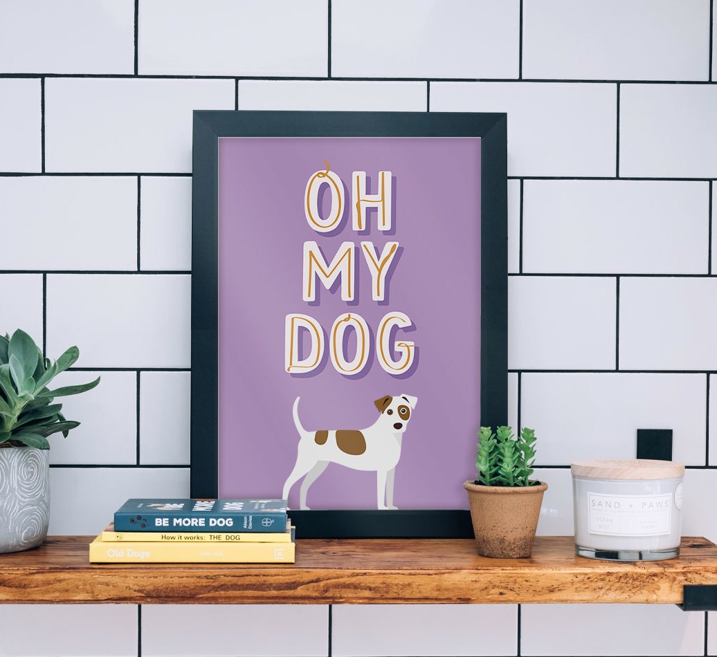 Oh My Dog: Personalised {breedFullName} Framed Print - black frame lifestyle