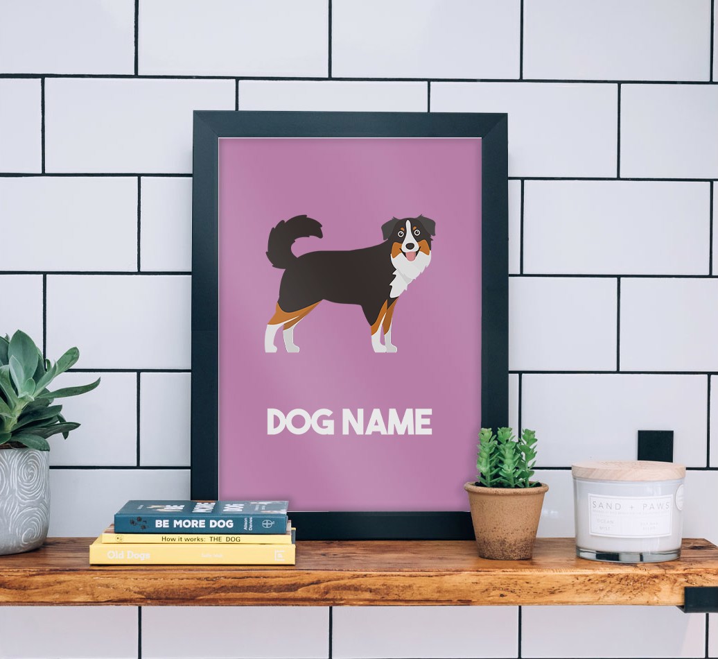 Dog Name & Profile: Personalised {breedFullName} Framed Print - black frame lifestyle