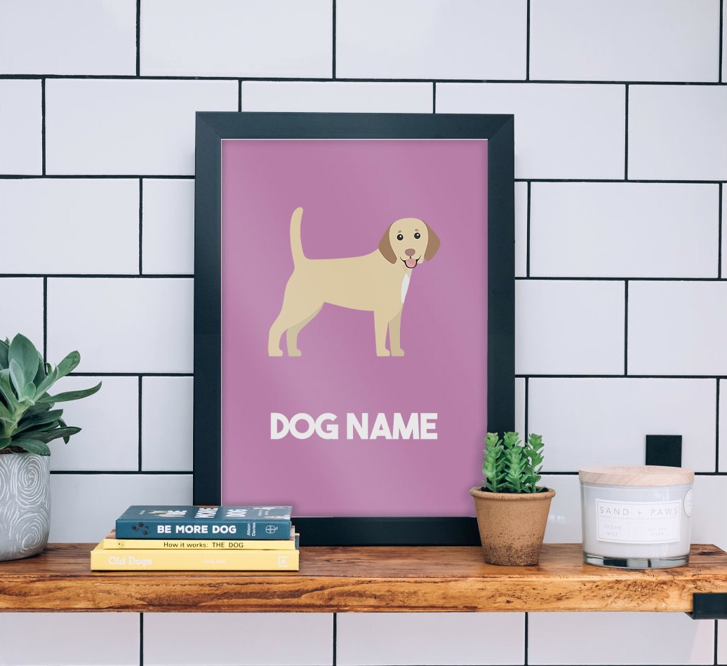 Dog Name & Profile: Personalised {breedFullName} Framed Print - black frame lifestyle