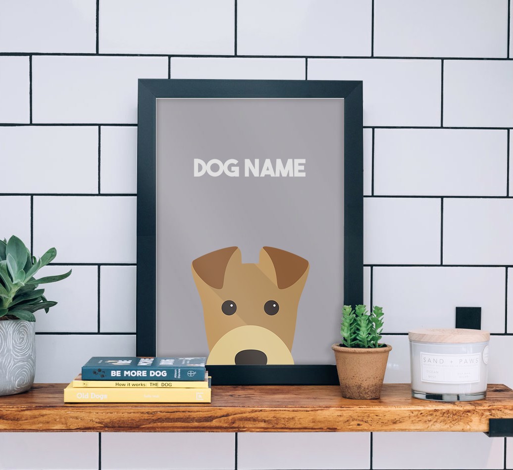 Peeking Dog: Personalised {breedFullName} Framed Print - black frame lifestyle