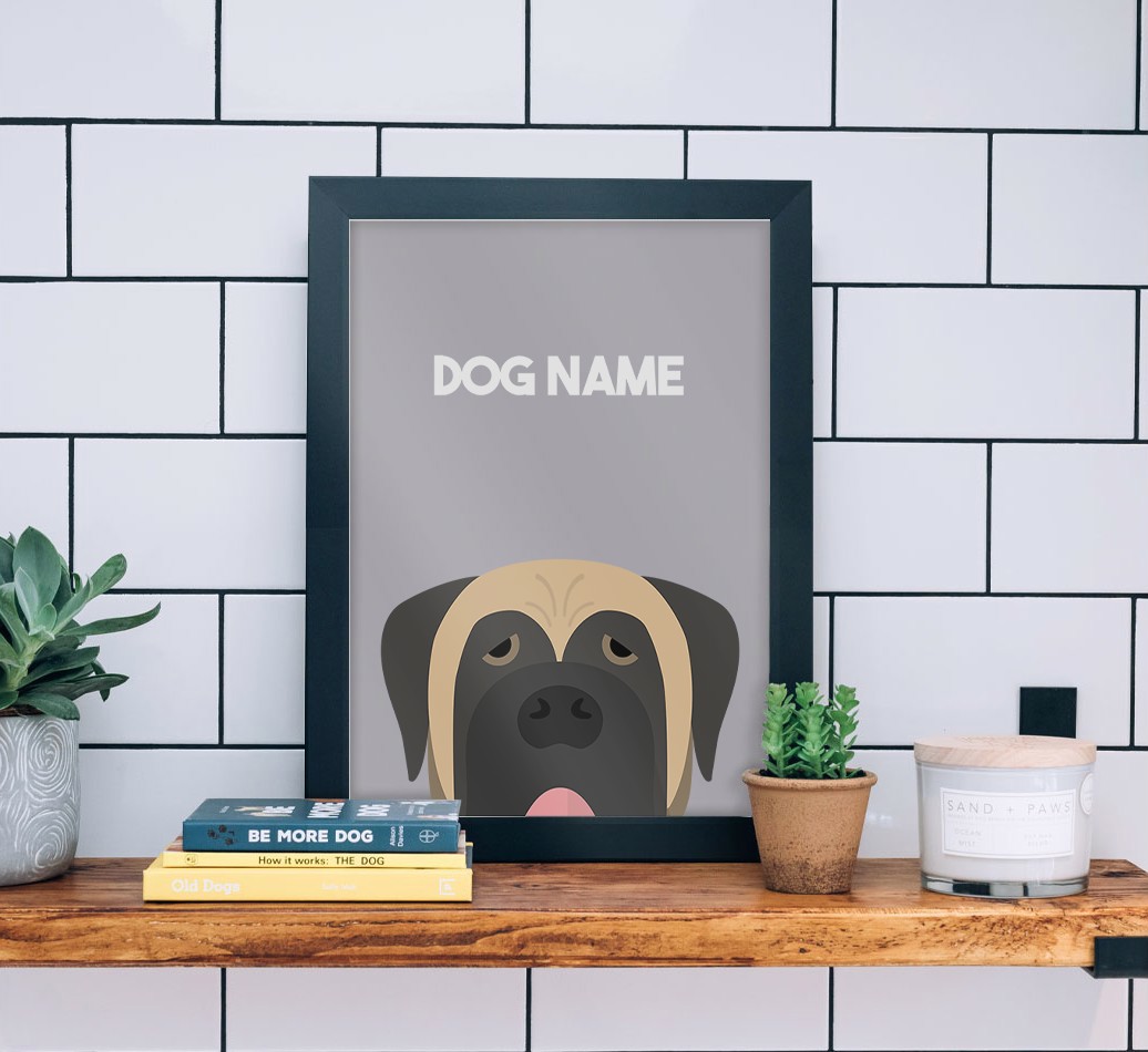 Peeking Dog: Personalised {breedFullName} Framed Print - black frame lifestyle