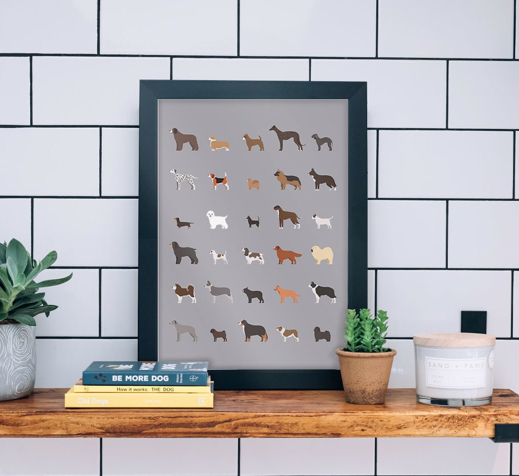 A Great Deal Of Dogs: Personalised {breedFullName} Framed Print - black frame lifestyle