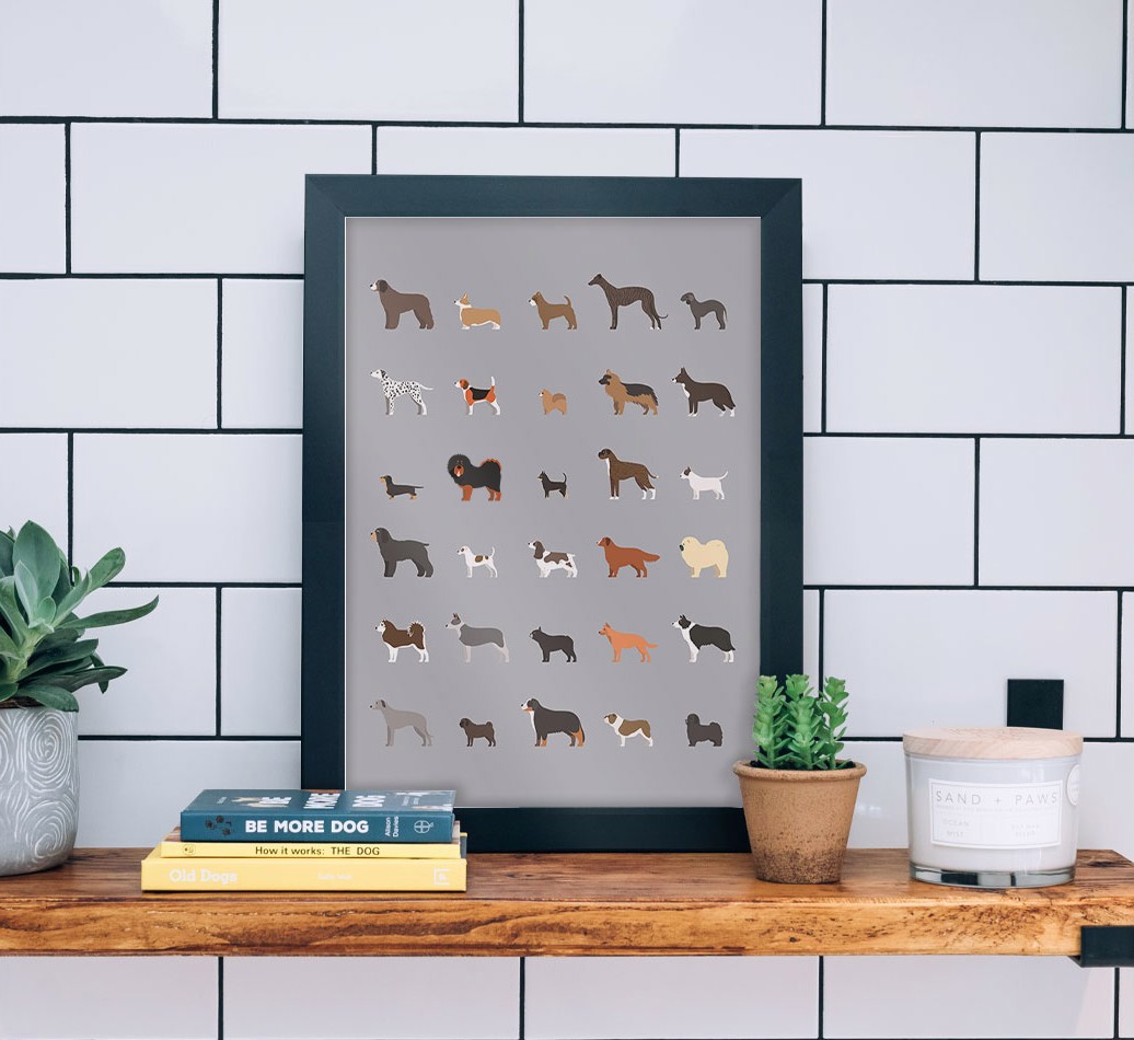 A Great Deal Of Dogs: Personalised {breedFullName} Framed Print - black frame lifestyle