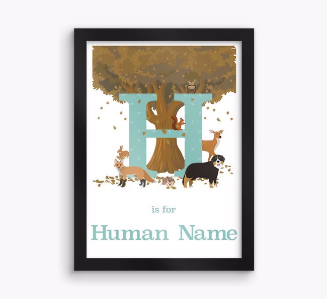 Autumn Animals Initial: Personalised {breedFullName} Framed Print