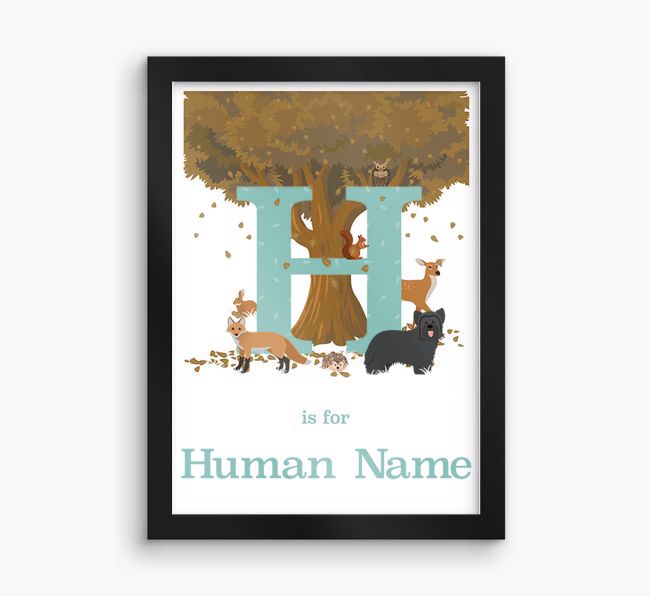 Autumn Animals Initial: Personalised {breedFullName} Framed Print