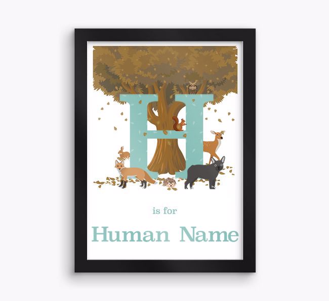 Autumn Animals Initial: Personalised {breedFullName} Framed Print