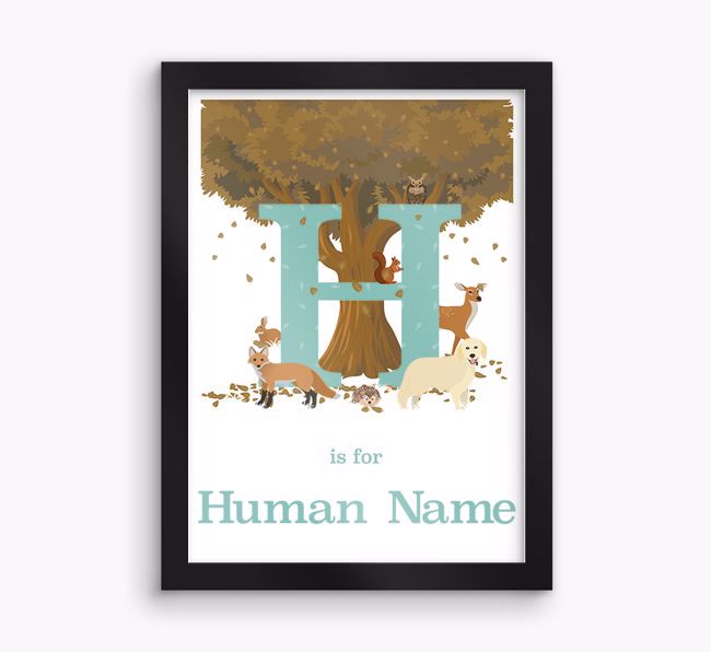 Autumn Animals Initial: Personalised {breedFullName} Framed Print