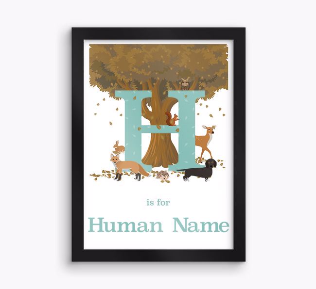 Autumn Animals Initial: Personalised {breedFullName} Framed Print