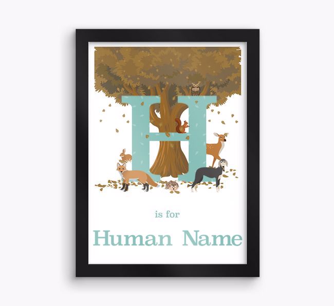 Autumn Animals Initial: Personalised {breedFullName} Framed Print