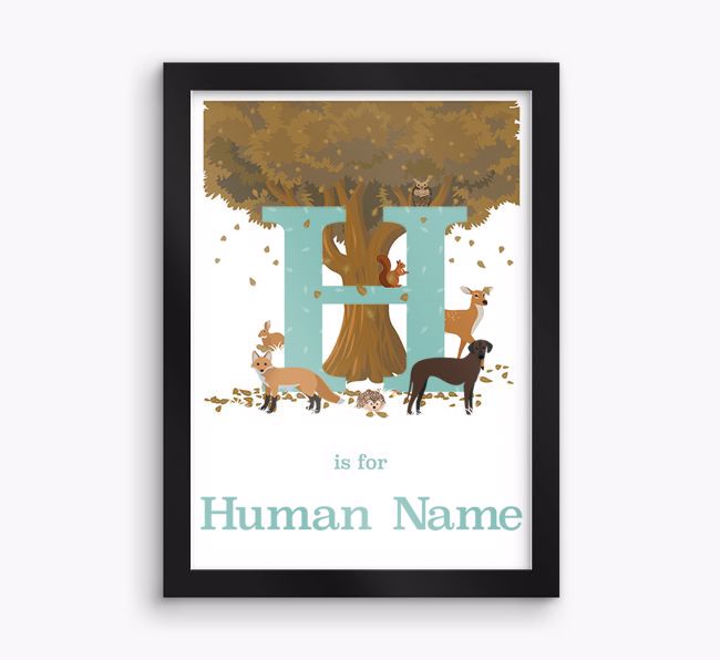 Autumn Animals Initial: Personalised {breedFullName} Framed Print