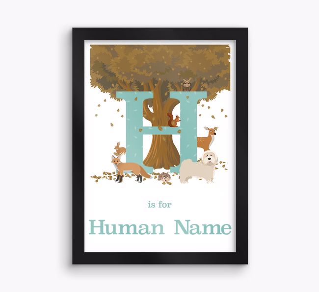 Autumn Animals Initial: Personalised {breedFullName} Framed Print