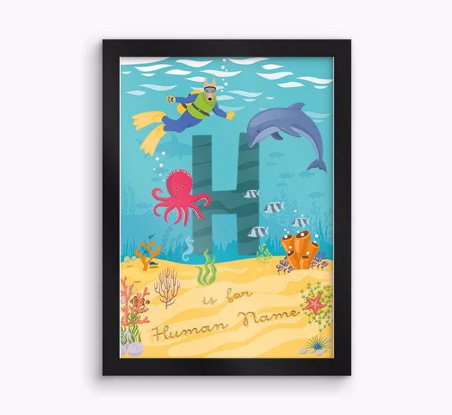 Aquarium Initial: Personalised {breedFullName} Framed Print