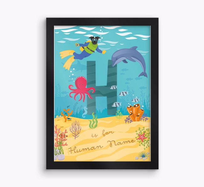 Aquarium Initial: Personalised {breedFullName} Framed Print