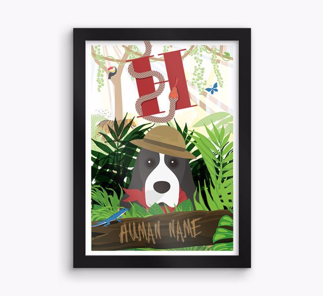 Jungle Initial: Personalised {breedFullName} Framed Print