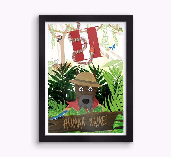 Jungle Initial: Personalised {breedFullName} Framed Print