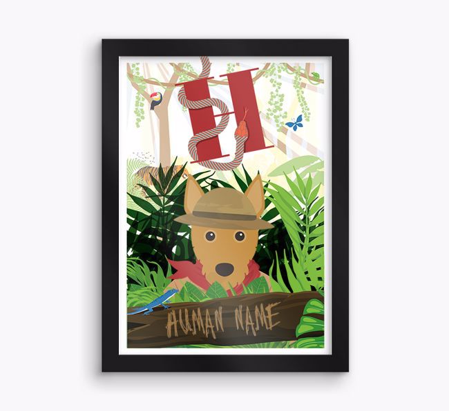 Jungle Initial: Personalised {breedFullName} Framed Print