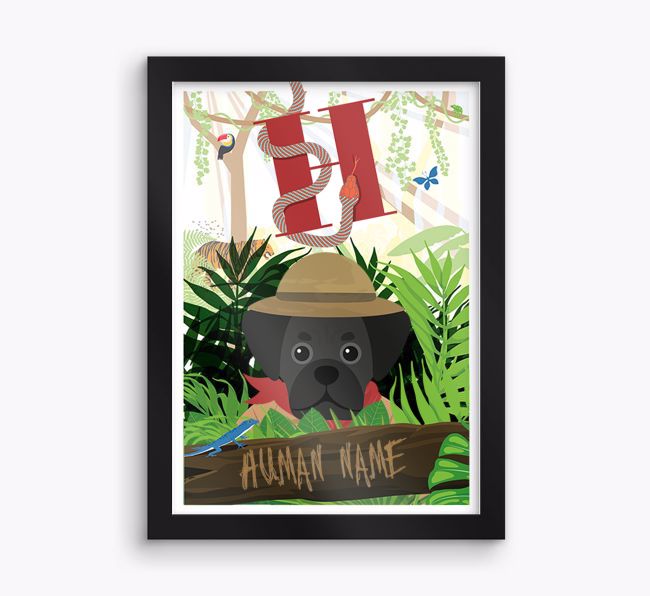 Jungle Initial: Personalised {breedFullName} Framed Print