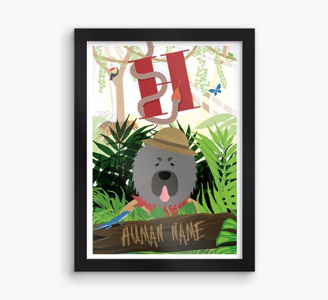 Jungle Initial: Personalised {breedFullName} Framed Print