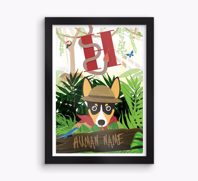 Jungle Initial: Personalised {breedFullName} Framed Print