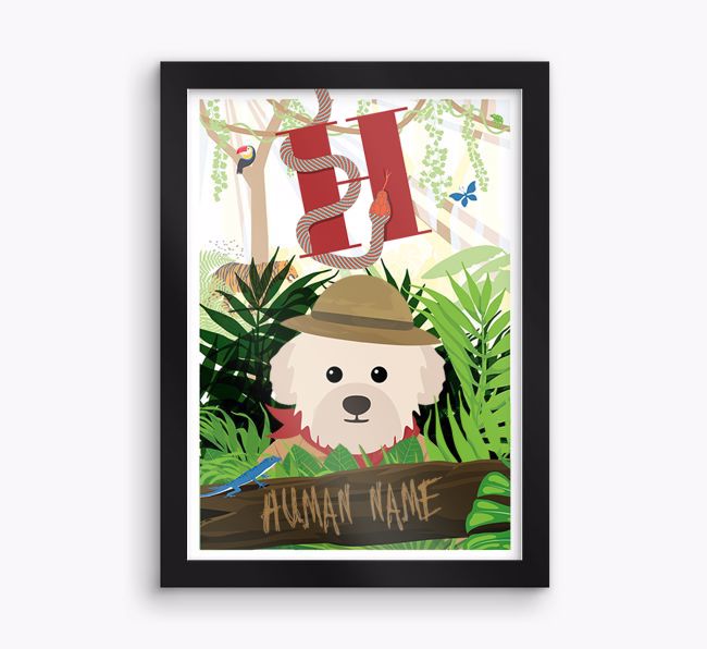 Jungle Initial: Personalised {breedFullName} Framed Print