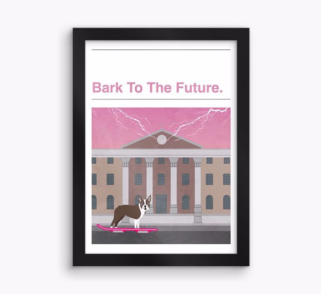 Bark To The Future: Personalised {breedFullName} Framed Print