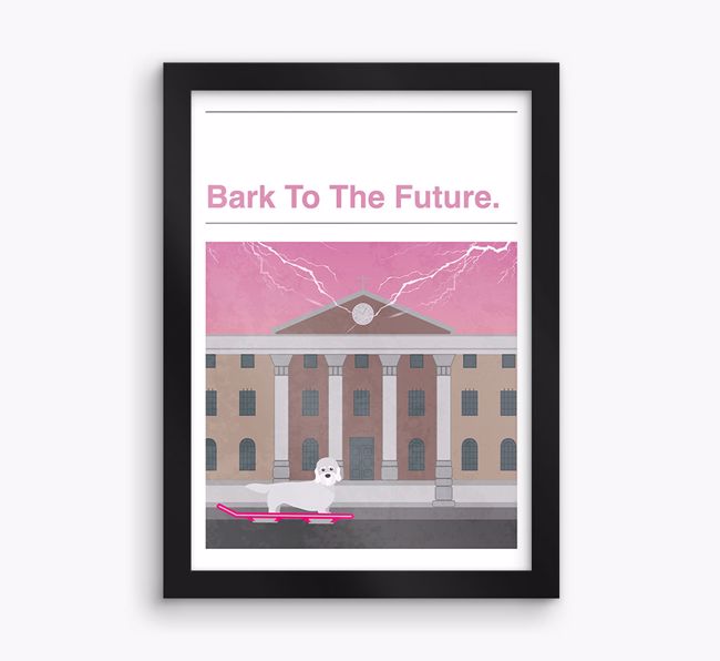 Bark To The Future: Personalised {breedFullName} Framed Print