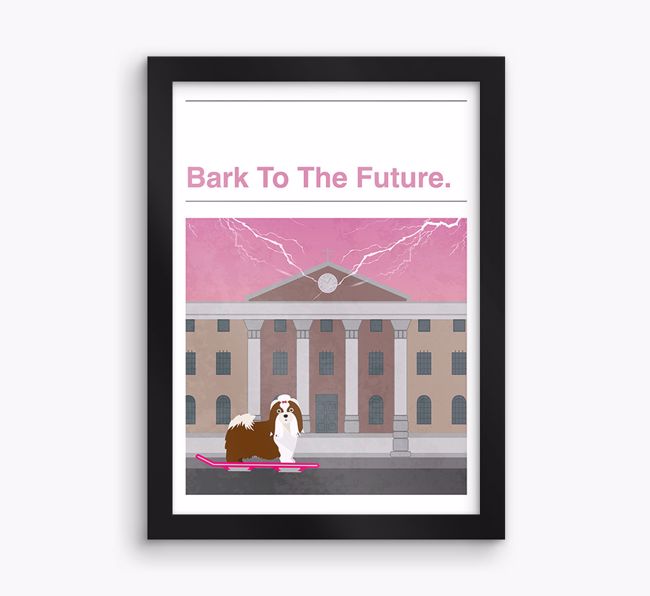 Bark To The Future: Personalised {breedFullName} Framed Print