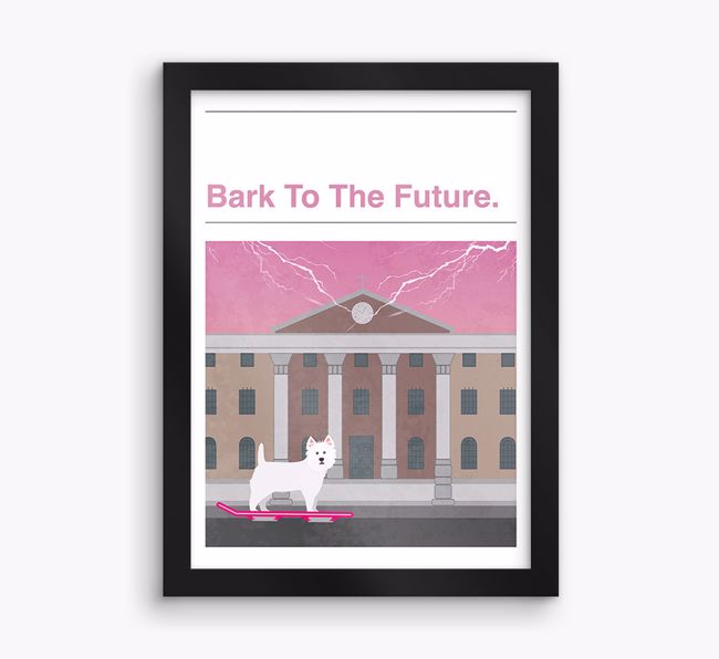 Bark To The Future: Personalised {breedFullName} Framed Print