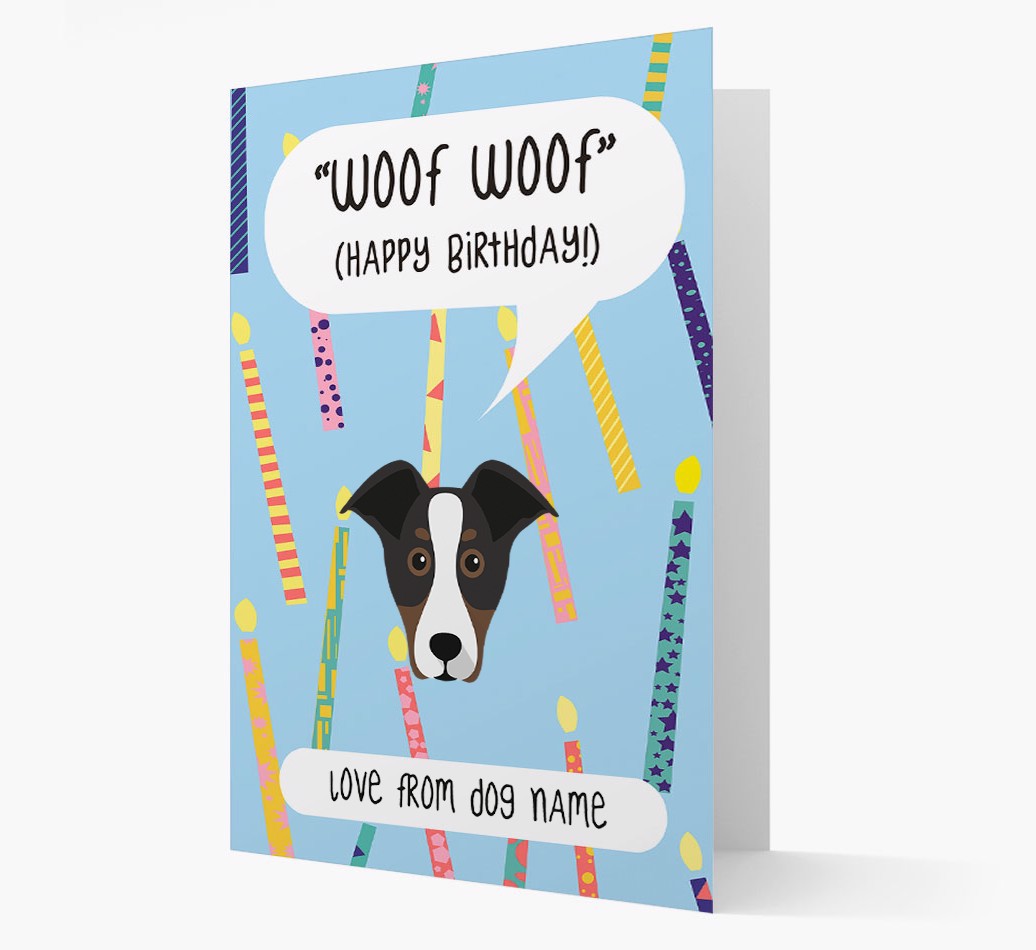 Personalised Woof Woof Birthday Card with {breedFullName} Icon front