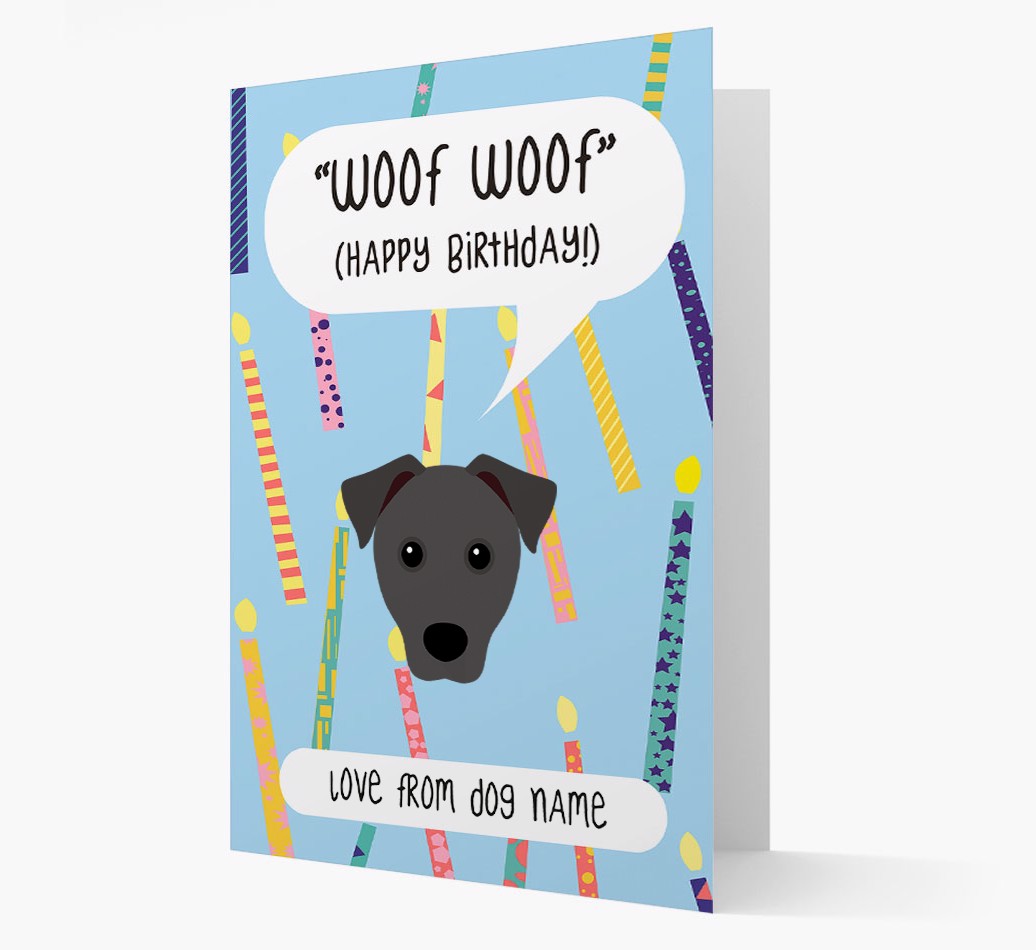 Personalised Woof Woof Birthday Card with {breedFullName} Icon front