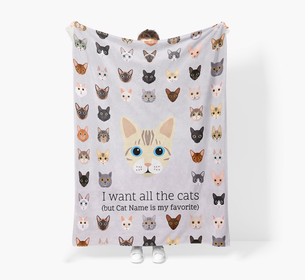 I Want All The Cats: Personalized {breedFullName} Blanket - Held by Person