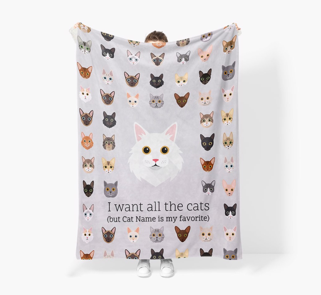 I Want All The Cats: Personalized {breedFullName} Blanket - Held by Person