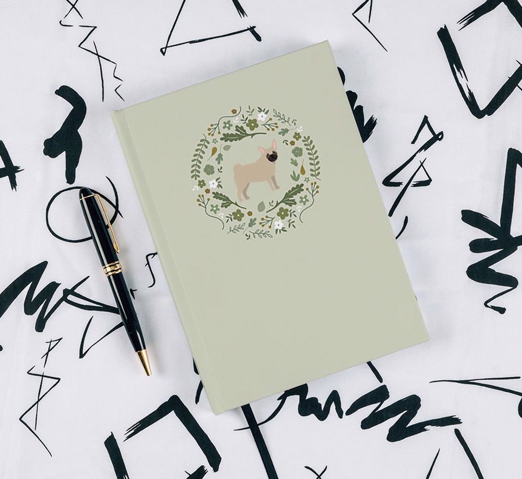 Floral Wreath: Personalized {breedFullName} Notebook