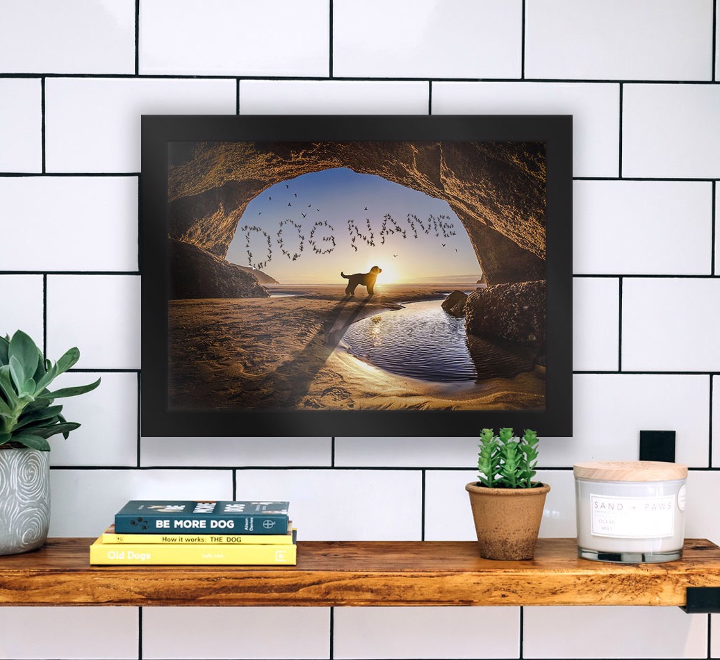 Sunset Cave: Personalised {breedFullName} Framed Print - black frame lifestyle