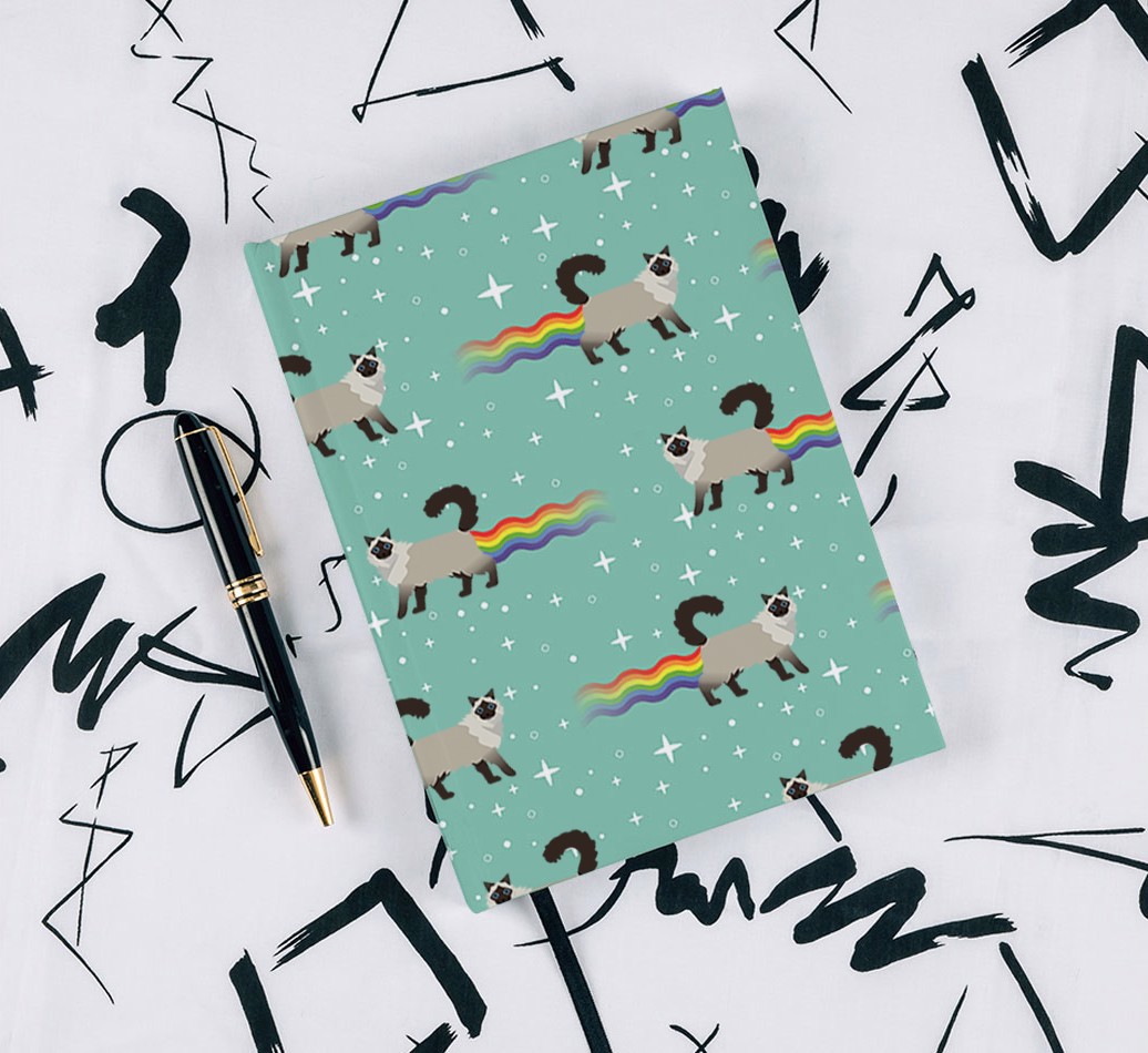 Rainbow Farts: Personalized {breedFullName} Notebook - with pen on black & white pattern background