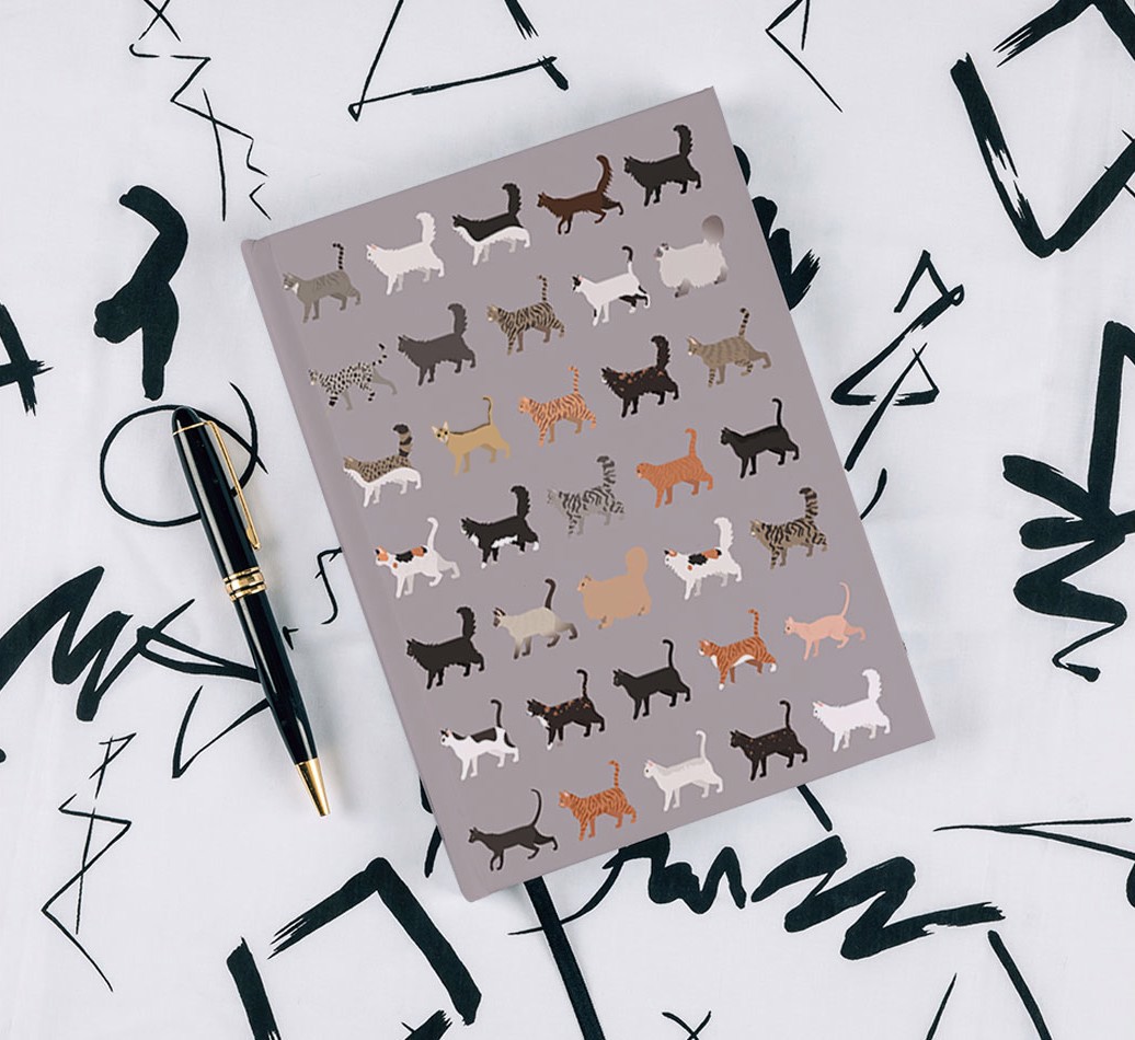 A Great Deal of Cats: Personalized {breedFullName} Notebook - with pen on black & white pattern background