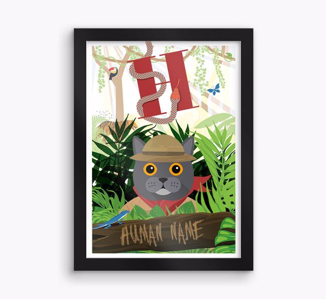 Jungle Initial: Personalised {breedCommonName} Framed Print